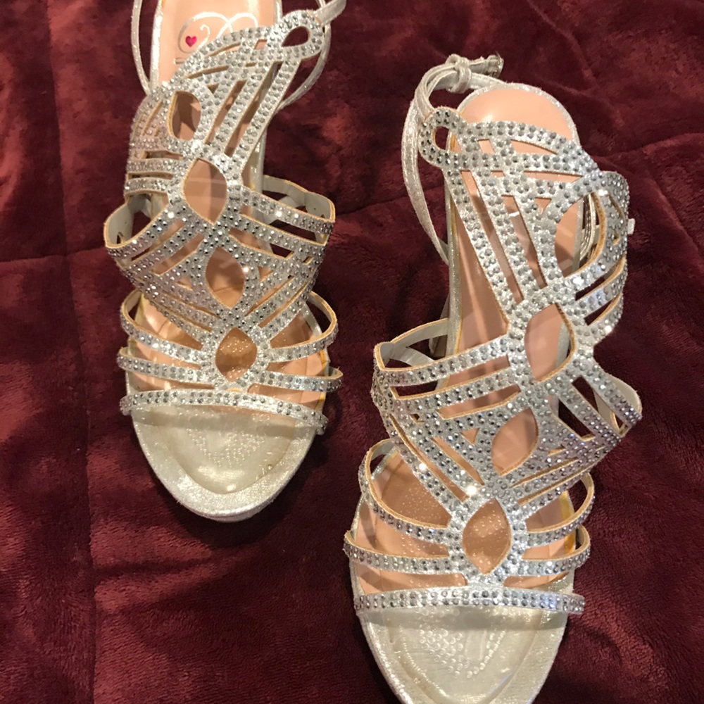 Strapped,Rhinestone embellished heels